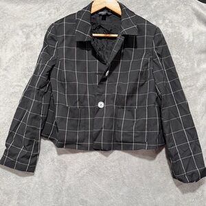 Brooks Brothers Black Windowpane Cropped Blazer women’s size 8